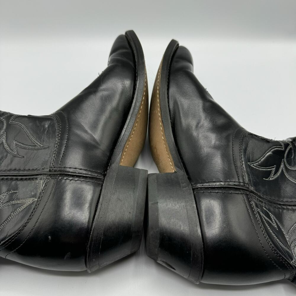 Laredo Made In The USA Black Leather Cowboy Western Boots Mens Size 7.5EE 2580 - Picture 3 of 7